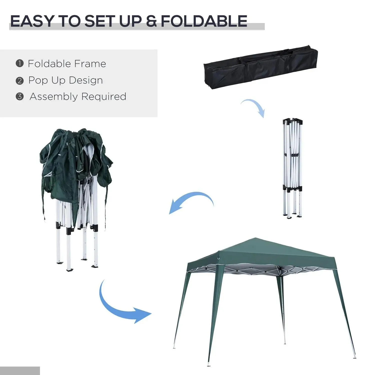 2.5 Party Slant X Instant 2.5 M Gazebo Patio, Garden, Event With 3 Green Height Outsunny For Base/ Pop Up Leg Bag, Adjustable Flat-rate discount Carry Tent Today only Shelter Top 3