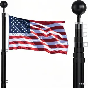25FT Telescoping Flag Pole Kit, Extra Thick Heavy Duty 14 Gauge Aluminum Telescopic Flagpole, Inground with 3x5 American Flag, for Residential or Commercial