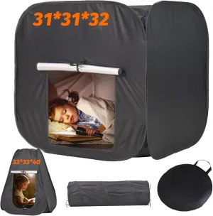 2PCS Pop Up Sensory Tent & Tunnel Set for Kids/Pets, Indoor Outdoor Playground for Autism ADHD, Easy Fold with Storage Bag (Black)