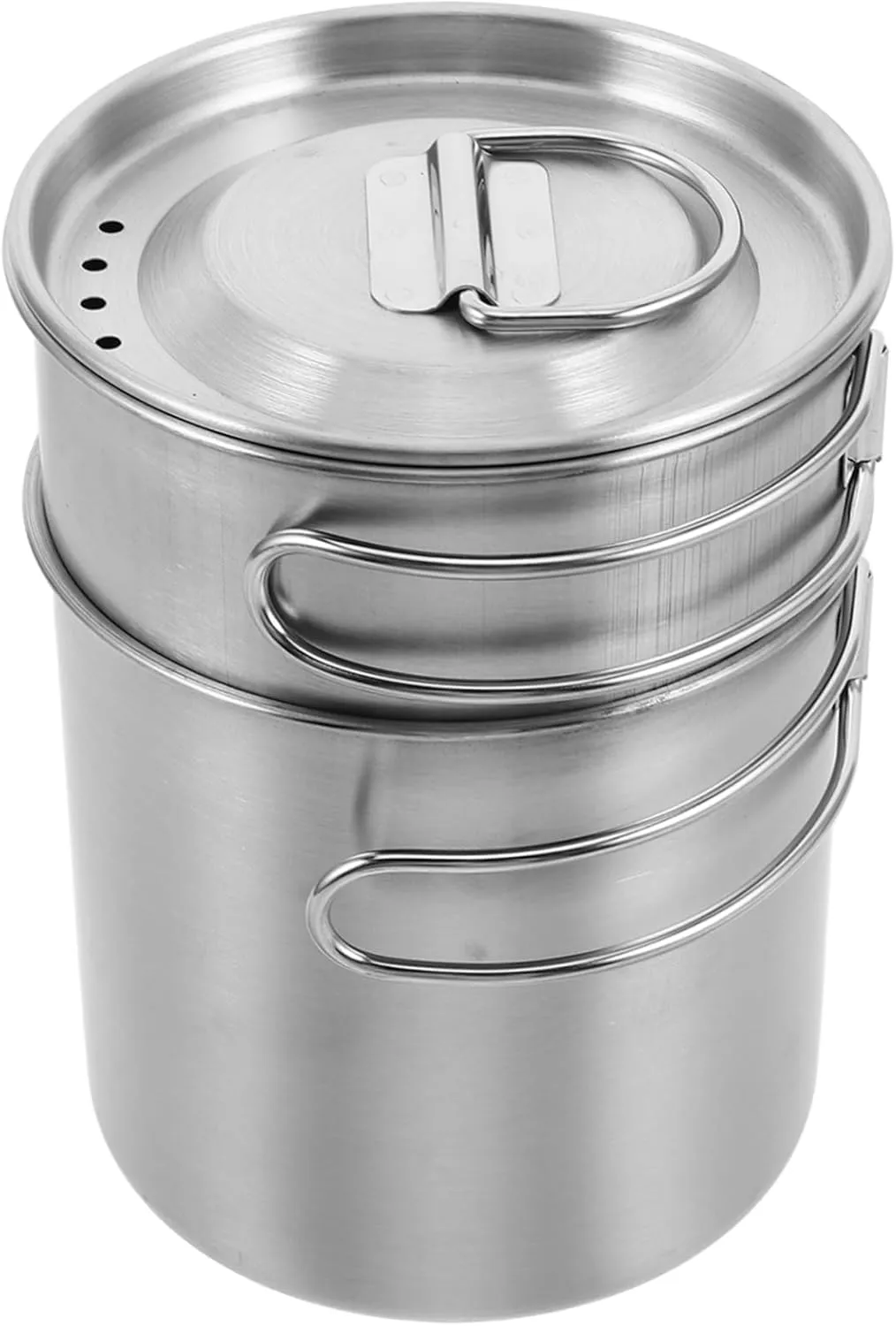 2pcs Portable Hiking Collapsible Stainless Steel Cups with Foldable Handles for Outdoor Travel Picnics and Versatile Beverage Use