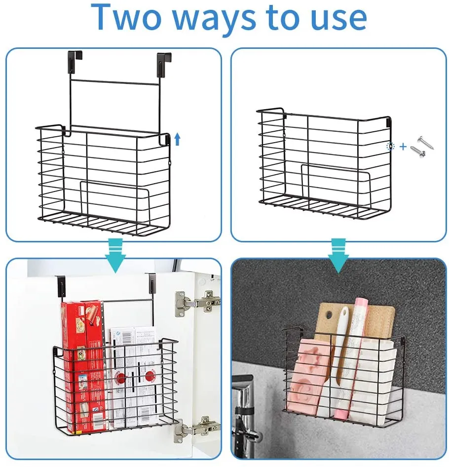 2PK- Kitchen Cabinet Organizer for Cutting Boards Over The Cabinet Organizer Wall Door Mount Foil Holders Rack for Kitchen Bathroom Pantry-Bronze