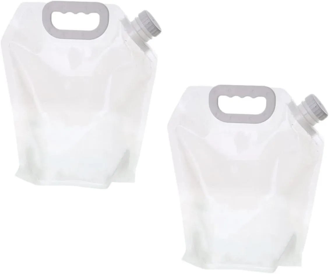 2sets Collapsible Water Bag Portable Outdoor Water Storage Pouch for Camping Hiking Travel Lightweight Durable Design for 2pcs*2