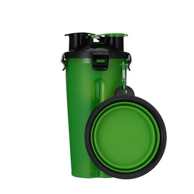 3-in-1 Portable Dog Feeder/Water Cup and Collapsible Bowl
