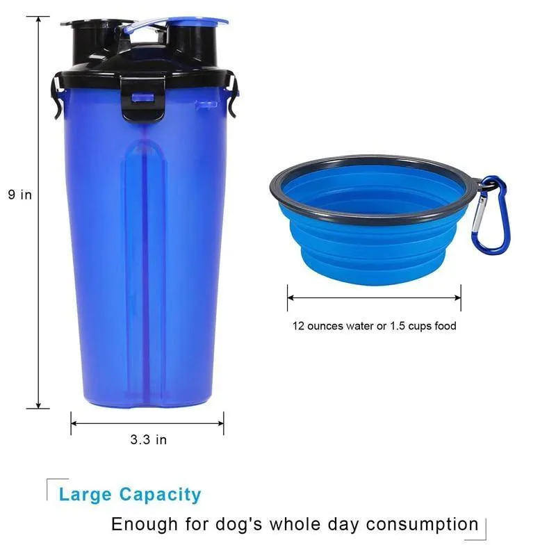 3-in-1 Portable Dog Feeder/Water Cup and Collapsible Bowl