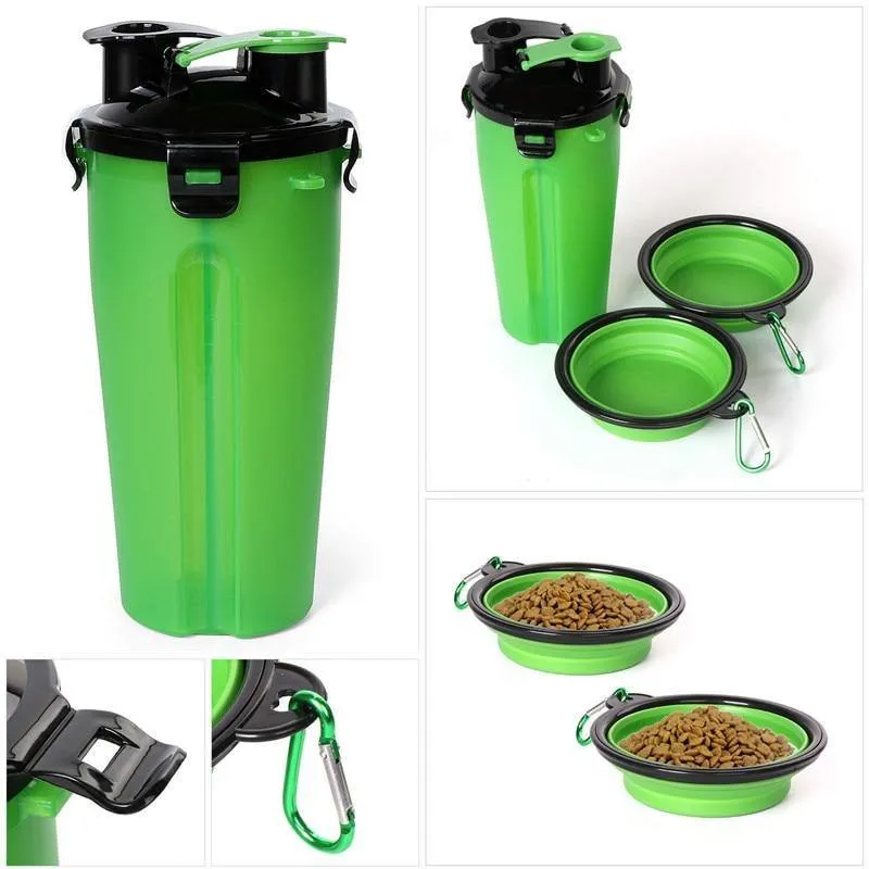 3-in-1 Portable Dog Feeder/Water Cup and Collapsible Bowl