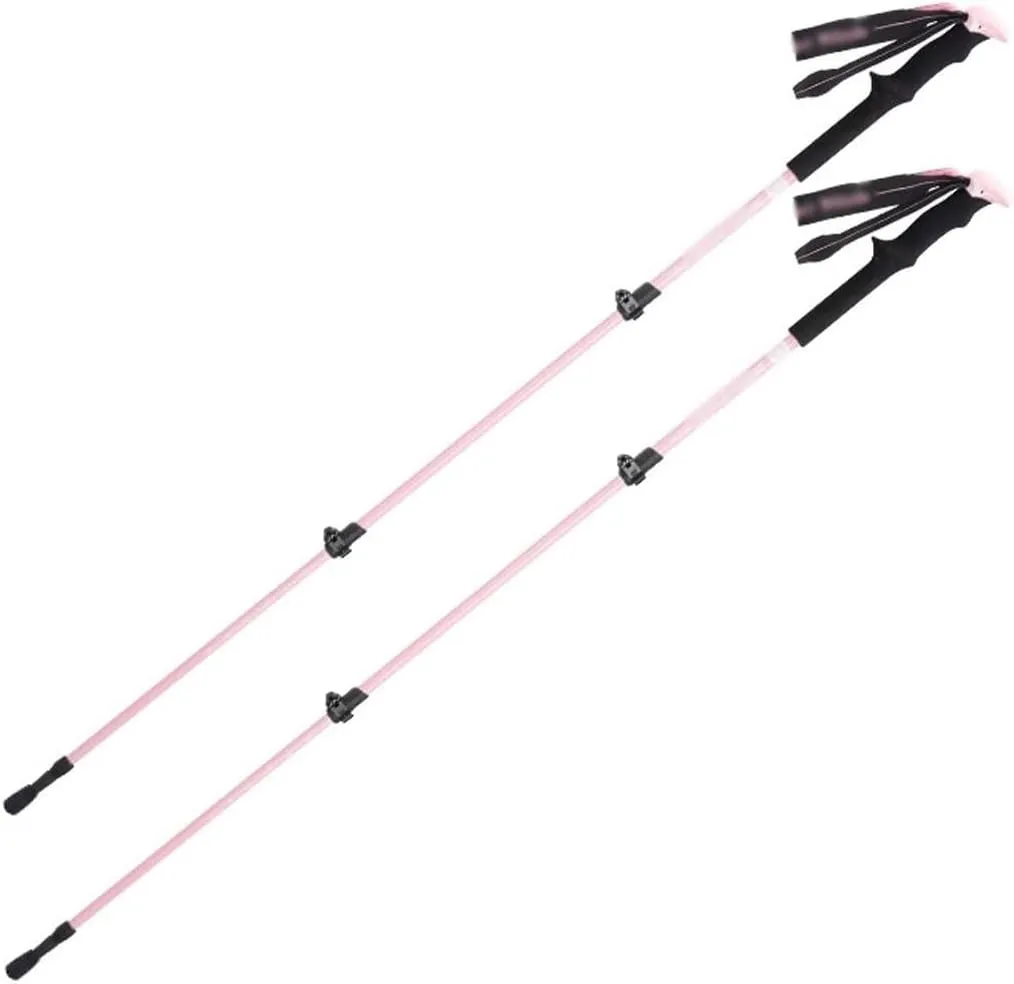 3-Stage Telescopic Trekking Poles, with EVA Grips, Adjustable Wrist Strap, Aluminum Alloy Nordic Hiking Gear, 2pc Per Set