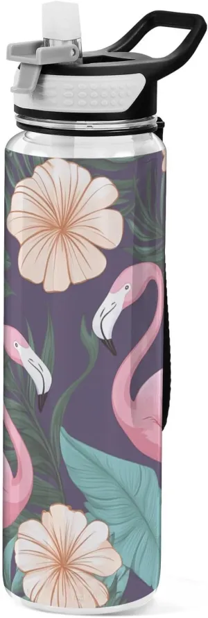 30 oz Pink flamingos Swim Water Bottles Tritan BPA Free Lead non toxic Water Jug with Straw for Running Gym Collapsible