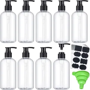 30 Pcs Clear Plastic Pump Bottles, 8 oz Empty Lotion Bottles, Portable Hand Soap Foaming Dispenser with Labels and Funnel, Refillable Container with Pump for Shampoo Conditioner Body Wash Cream Liquid