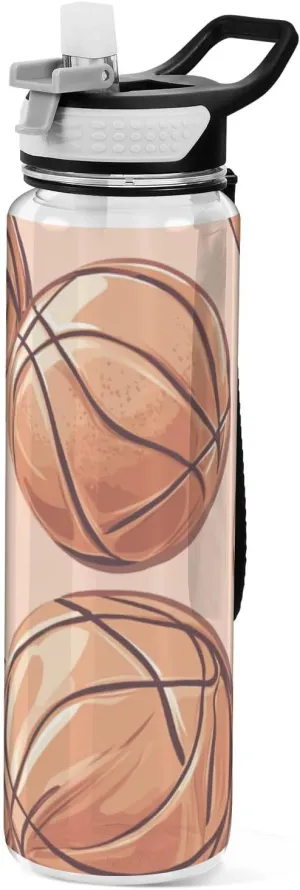 32oz Basketball Rose Gold Slim Water Bottle with Straw Tritan BPA Free Leak Proof non toxic Jug Water Bottle for Working Collapsible