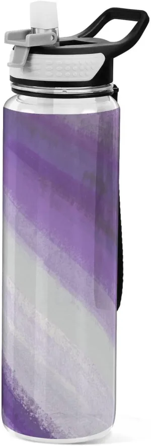 32oz Purple White Gray Ink Art Painting Water Bottle with Lid Tritan BPA-Free non toxic Water Jug with Spout for Travelling Collapsible