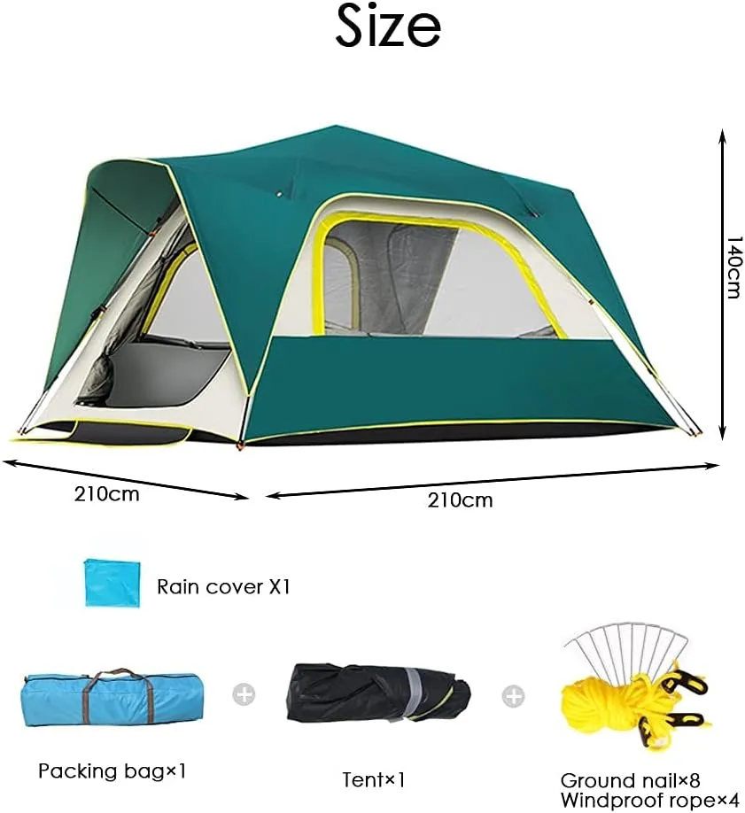 3/4 Person Tent for Camping Waterproof, Family Tent, Easy Setup with Large Mesh for Ventilation, Room Cabin Tent Pop Up Instant Tent for Picnic Beach Hiking & Traveling