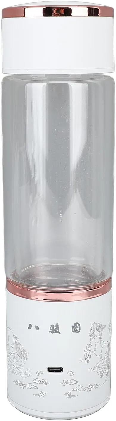 350ml Hydrogen Water Bottle Generator 5000ppb Glass Water Ionizer Hydrogen Rich Water Glass Cup for Home Office Travel USB Valentines Day Gifts for Him Her