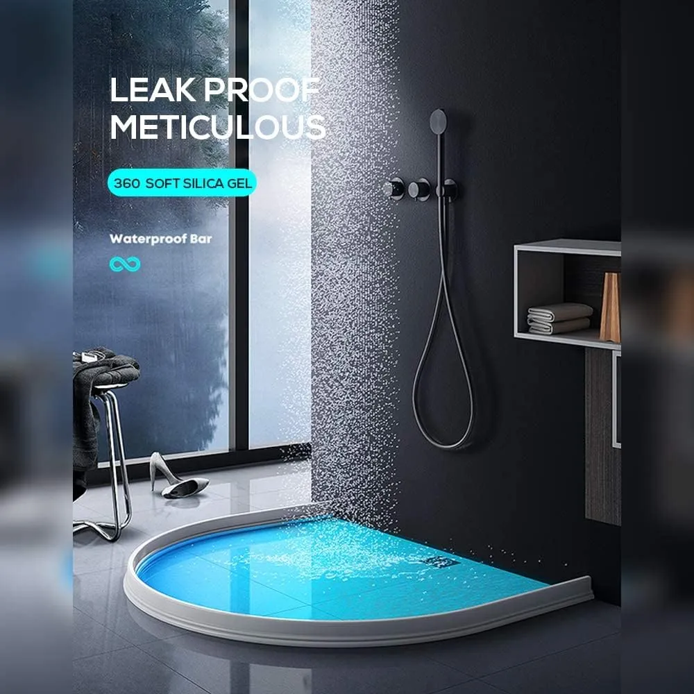 3ft/5ft/6ft/8ft10ft Collapsible Shower Threshold Water Dam Watei Barrier for Shower and Water Stopper Keeps Water Inside Water Threshold for Wet and Dry Separation (5ft, white)