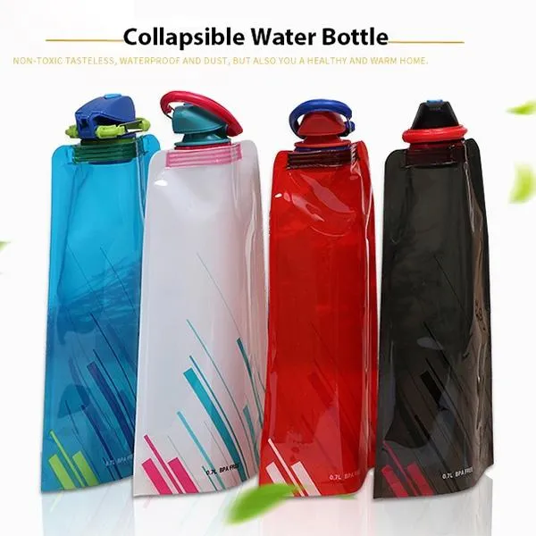 3pcs 0.7L Reusable Portable Collapsible Water Bottle Kettle with Clip for Biking Hiking Travel - Color Random