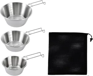 3X Camping Bowls Tableware Utensils Cookware Camp Bowls Cups for Barbecue Picnic Backpacking Outdoor Cooking Equipment