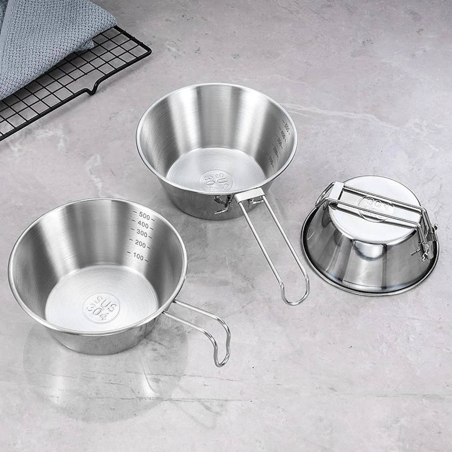 3X Camping Bowls Tableware Utensils Cookware Camp Bowls Cups for Barbecue Picnic Backpacking Outdoor Cooking Equipment