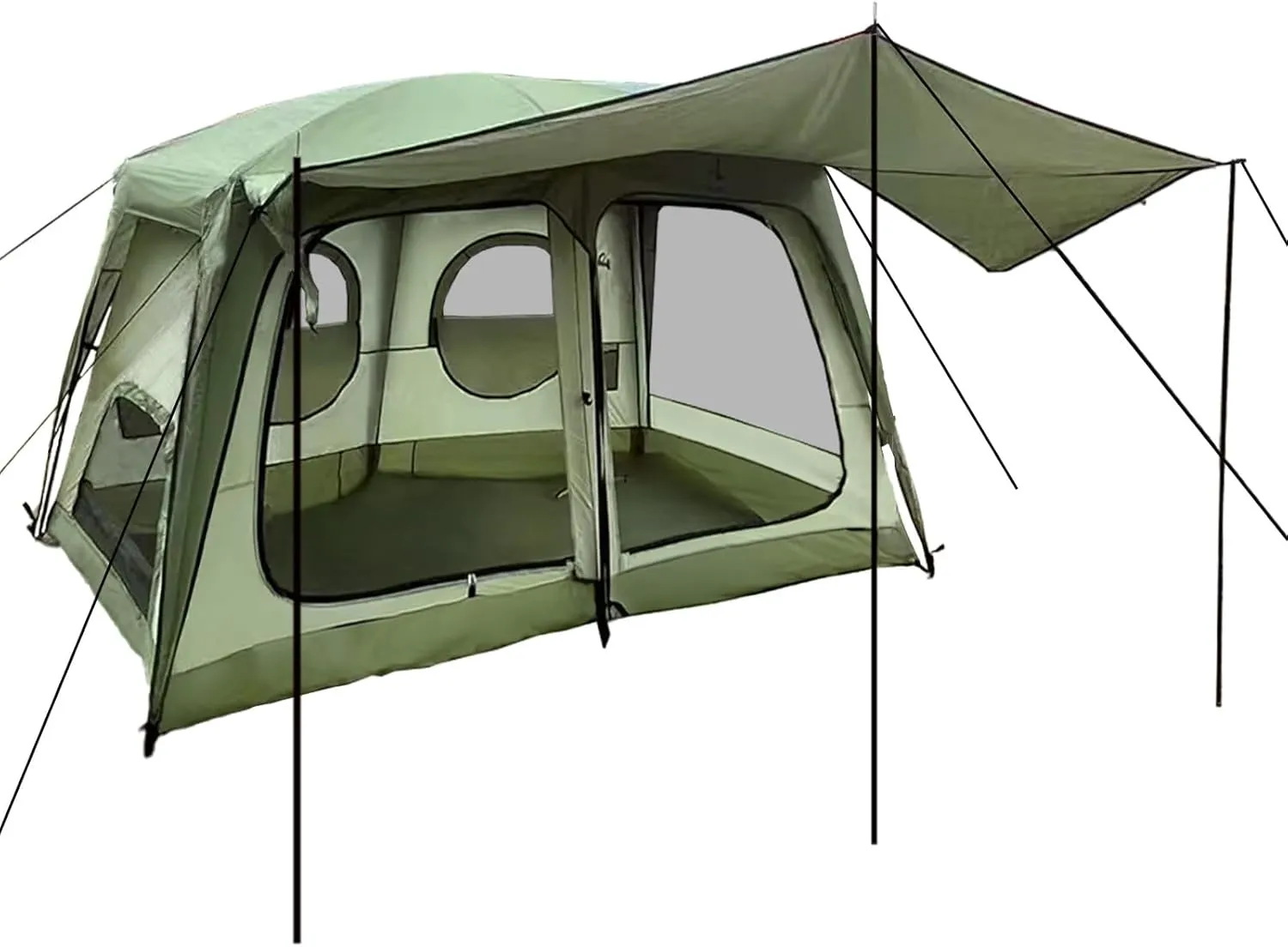 4-6 Person Camping Tent Waterproof, Ventilated Cabin Tents for Camping with Double Door, Easy Setup Large Family Tent with Rainfly, Storage Bag, Big Camp Tents for Outdoor Camping, Picnic, Hiking