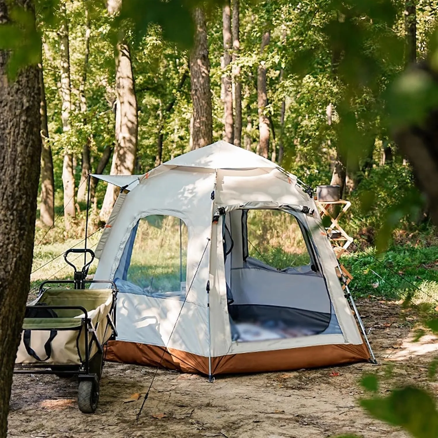 4-6 Person Tent Outdoor Camping Picnic Automatic Quick Open Tent Waterproof Sunshine-Proof Tent Family Pop Up Tent Garden Tent (S 3 to 4 Person One Size)