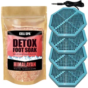 4 Pack CS-900 Twice Powerful 6.5" x 5.5" Ion Detox Foot Bath Arrays Flat Coil Stainless Steel Aqua Ionic Cleanse Array Compatible With Most 1/4" Plug Type Detox Machines (HIMALAYAN)
