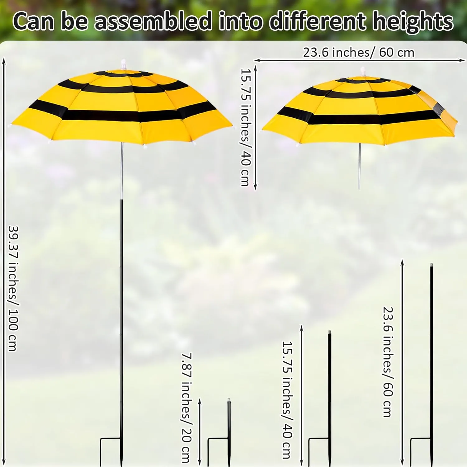 4 Pack Plant Umbrellas for Outdoor Plants 23. 6 Inch Garden Shade Cover Sun Protection Umbrella Space Saving Garden Umbrella Shade Canopy for Potted Plants Bed Flower Pot(Bee)
