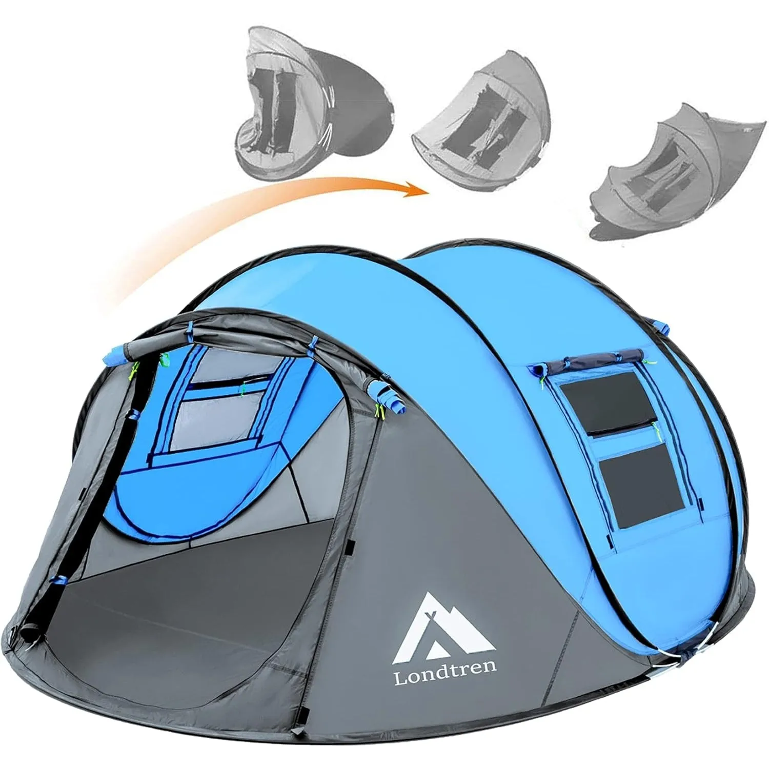 4 Person Easy Pop Up Tent Waterproof Automatic Setup 2 Doors-Instant Family Tents for Camping Hiking & Traveling