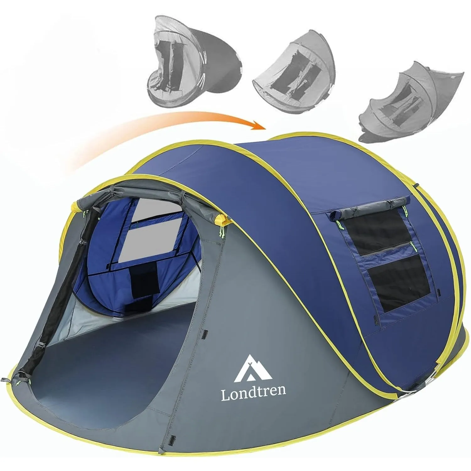 4 Person Easy Pop Up Tent Waterproof Automatic Setup 2 Doors-Instant Family Tents for Camping Hiking & Traveling