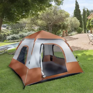 4 Person Quick Open Green Camping Tent, Waterproof Windproof Family Tent Dome Tent Portable Pop Up Tent with Easy Setup for Camping & Hiking, Mountaineering, 94.49"x94.49"x59.06"