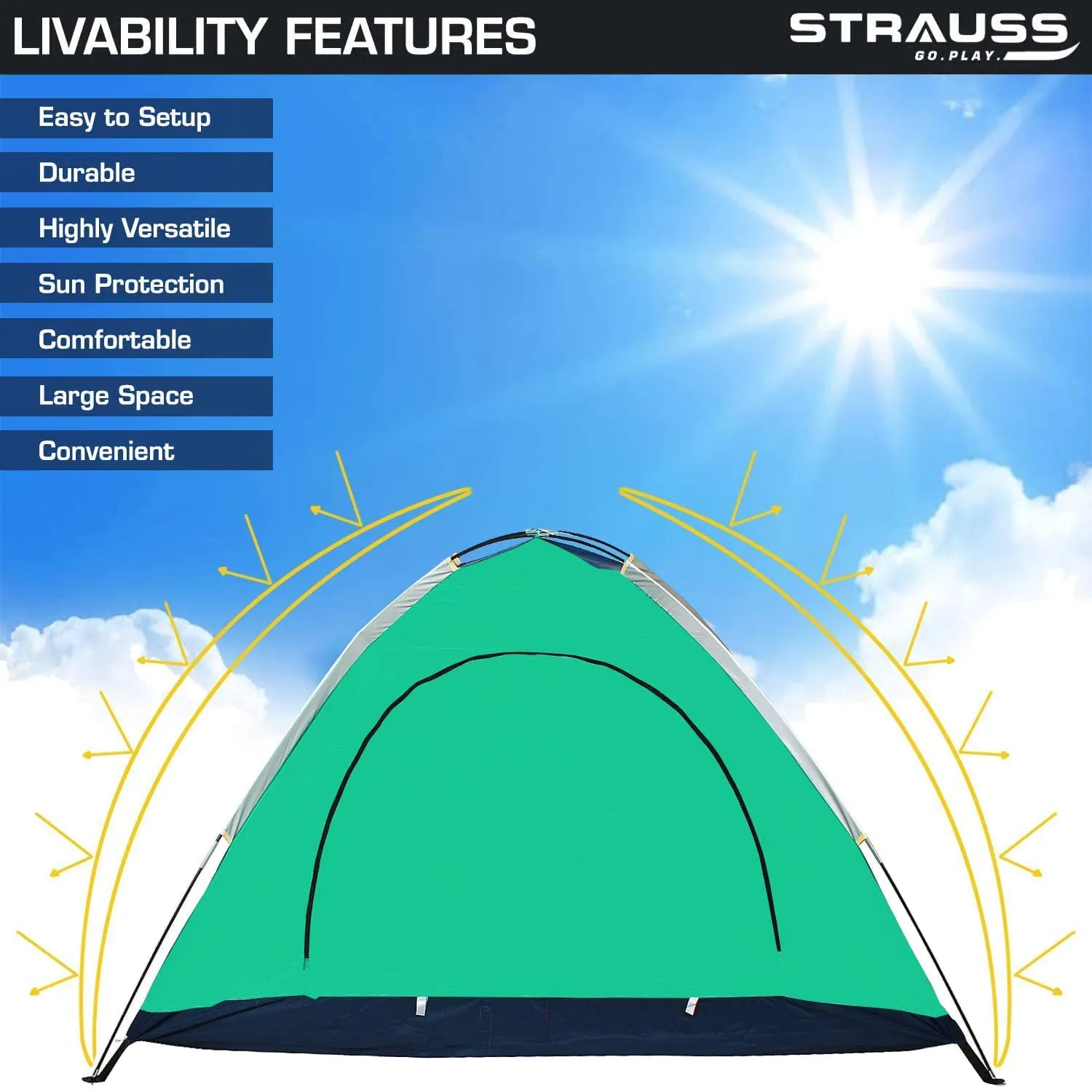 4 Person Waterproof Portable Camping Tent|for Outdoors,Picnic,Hiking (Pack of 2)