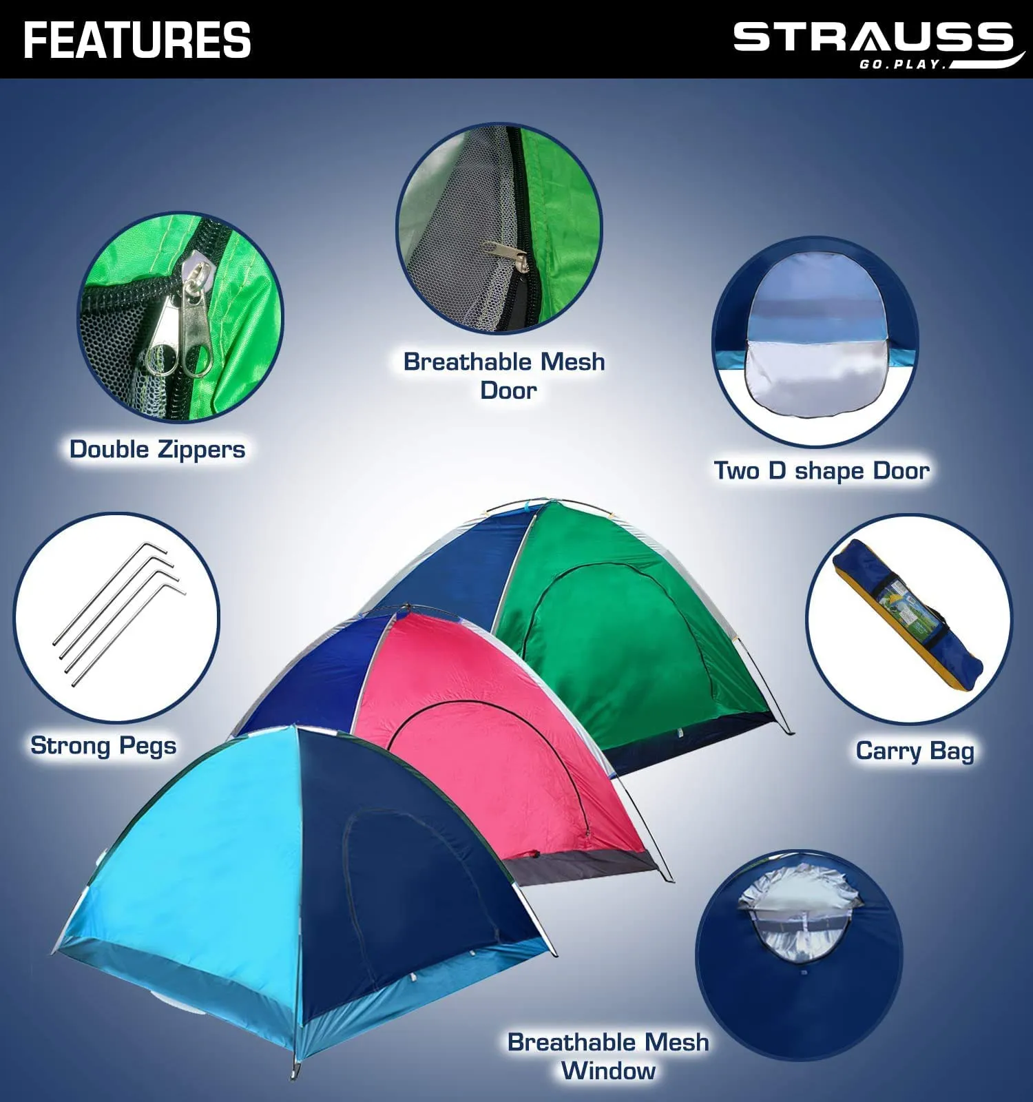 4 Person Waterproof Portable Camping Tent|for Outdoors,Picnic,Hiking (Pack of 2)