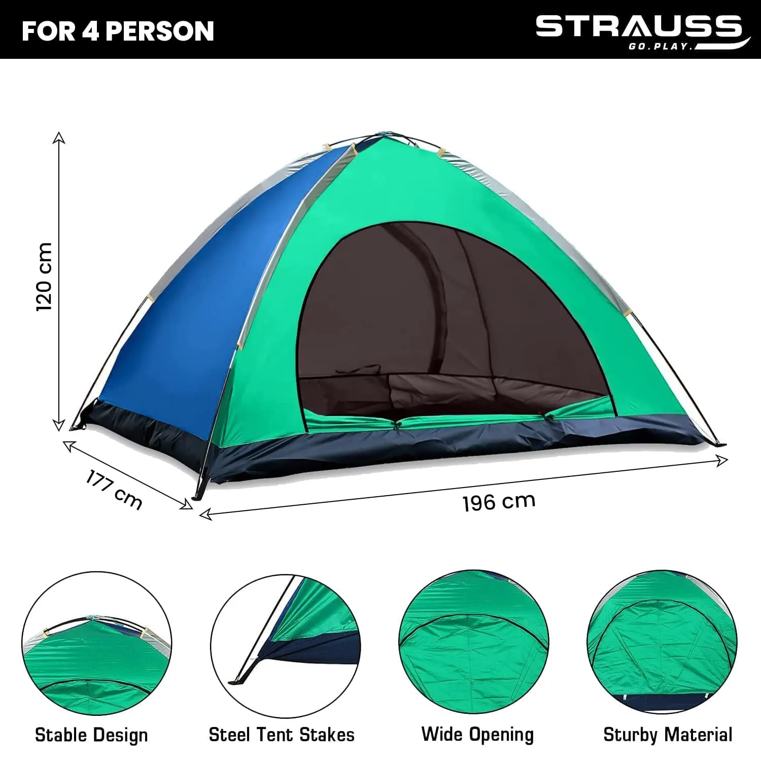4 Person Waterproof Portable Camping Tent|for Outdoors,Picnic,Hiking (Pack of 2)