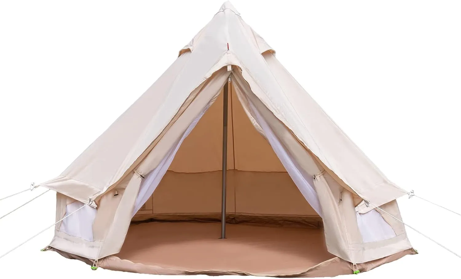 4-Season Bell Tent for Camping & Glamping, Waterproof Polyester Cotton Canvas Family Tent, Detachable Floor & Ventilation, Backyard, Festivals, Hiking Shelter
