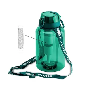 40 OZ Water Filter Bottle with 3-Stage Filtration - Ideal for Survival, Camping, Hiking, Backpacking, and Emergency - Portable&Reusable Filtered Water Bottle with Strap