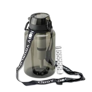 40oz Portable Filtered Water Bottle, BPA Free Tritan Reusable Filter Water Bottle with Strap for Travel, Hiking, Backpacking, Camping And Fitness, Black