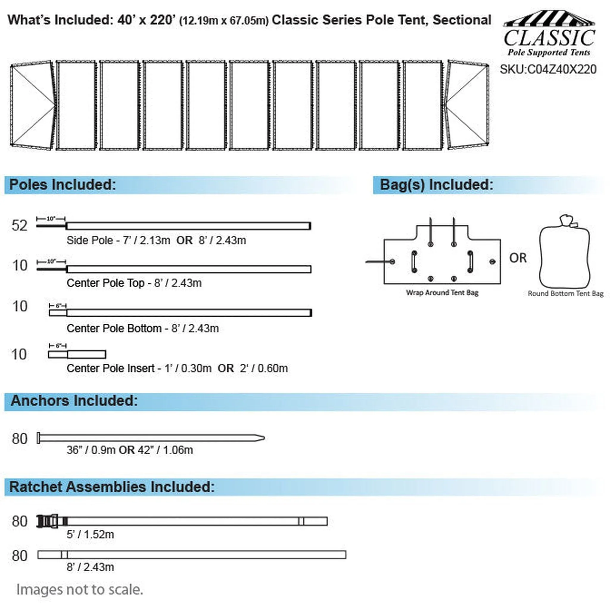 40x220 Classic Series Pole Tent