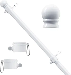 5 FT Flag Pole, Tangle Free Spinning Stainless Steel Weather Resistant Rustproof Flagpole for 3x5 USA Flag Sports Fan Outdoor Flags 1" Dia Flag Poles for Outside House, Wall-Mounted (White)