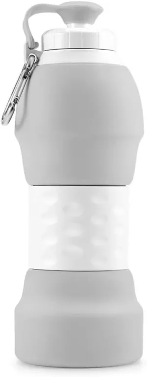 500ML Portable Silicone Water Bottle Retractable Folding Coffee Bottle Outdoor Travel Drinking Collapsible Sport Drink Kettle (Color : Grey 3)