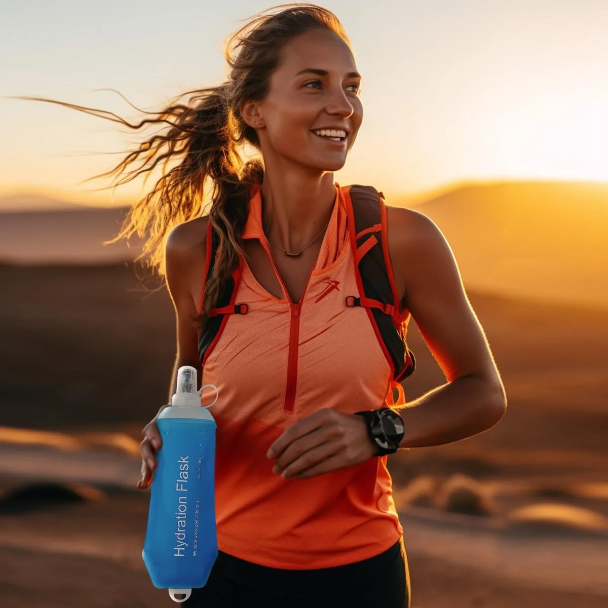 500ml Soft Flask, TPU Collapsible Soft Water Bottle for Hydration Pack, Running Vest, Folding Water Bottle for Hiking Cycling Climbing-2Pcs, Blue
