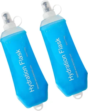 500ml Soft Flask, TPU Collapsible Soft Water Bottle for Hydration Pack, Running Vest, Folding Water Bottle for Hiking Cycling Climbing-2Pcs, Blue