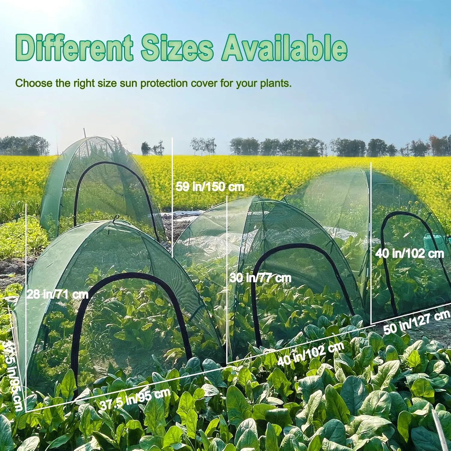 59" x 59" x 60" Large Mesh Plant Cover from Animals - Plant Netting Pest Guard Cover with Stakes for Raised Bed, Plant Tent Cage Protector for Vegetables Fruits Flowers Small Animals 1PCS