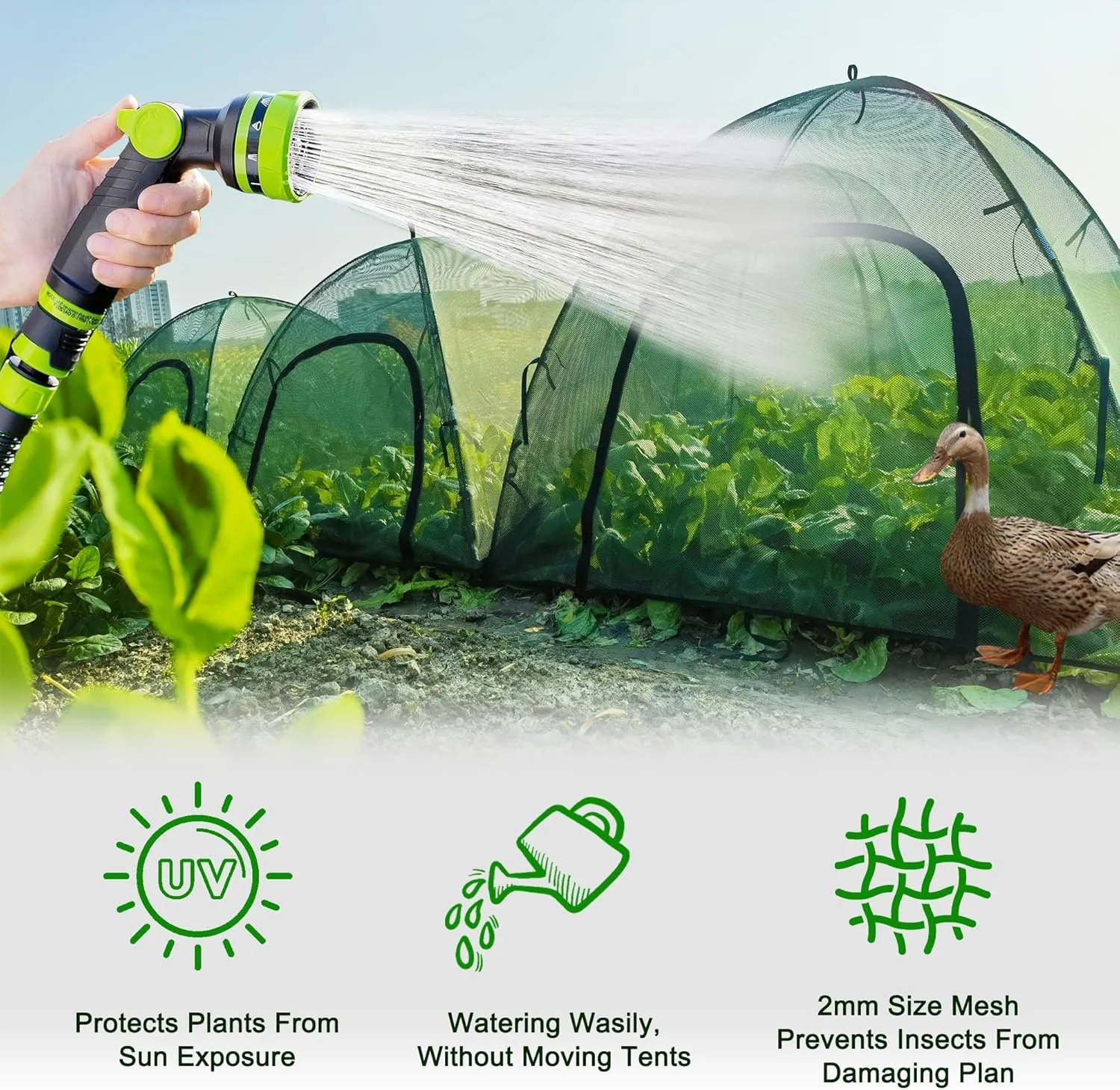 59" x 59" x 60" Large Mesh Plant Cover from Animals - Plant Netting Pest Guard Cover with Stakes for Raised Bed, Plant Tent Cage Protector for Vegetables Fruits Flowers Small Animals 1PCS
