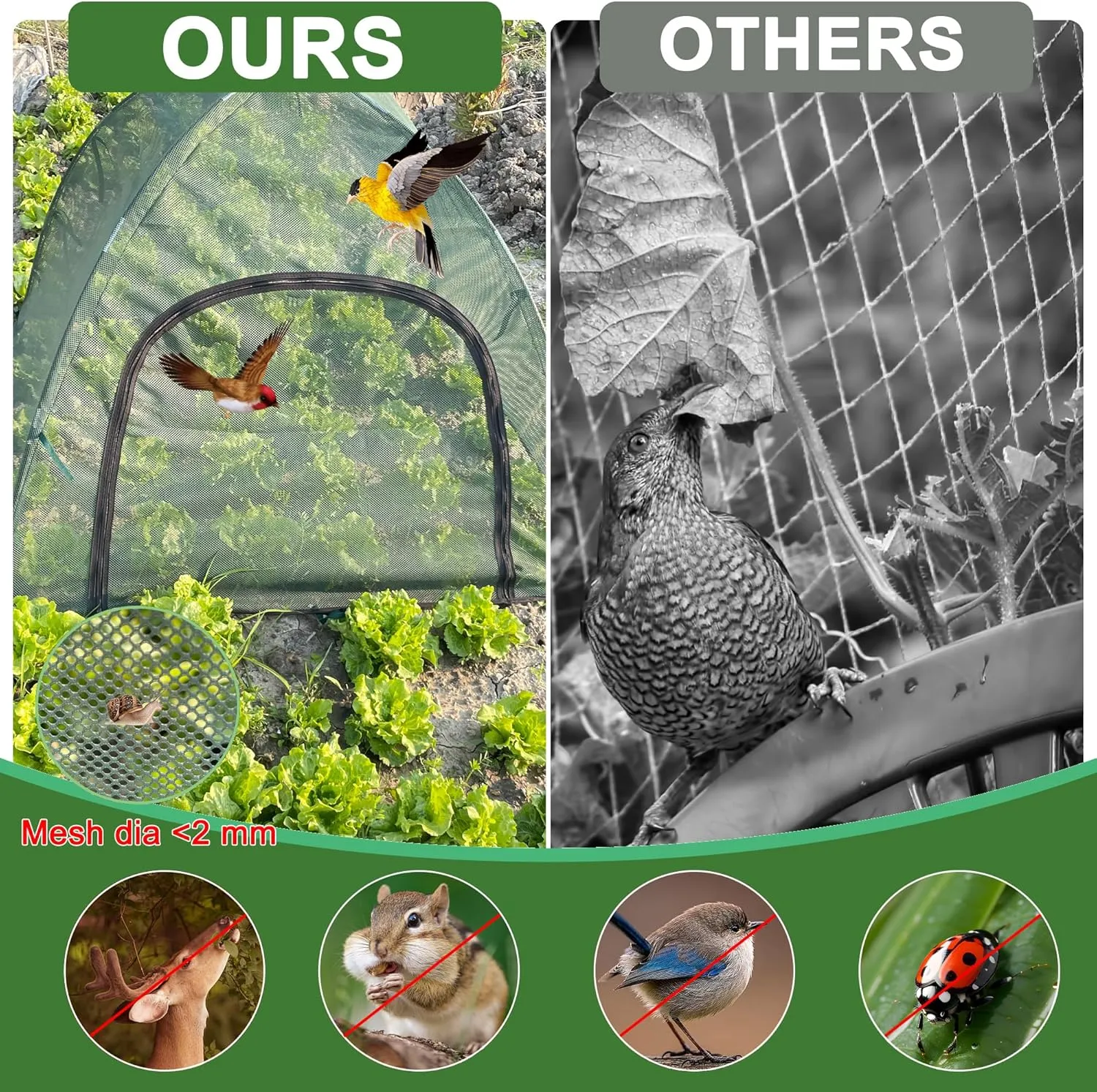 59" x 59" x 60" Large Mesh Plant Cover from Animals - Plant Netting Pest Guard Cover with Stakes for Raised Bed, Plant Tent Cage Protector for Vegetables Fruits Flowers Small Animals 1PCS