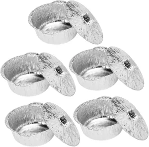5Pcs Aluminum Foil Pot Heat Resistant Baking Pots for Camping Barbecue and Air Fryers Compact and Food Containers for Travel and Outdoor Cooking