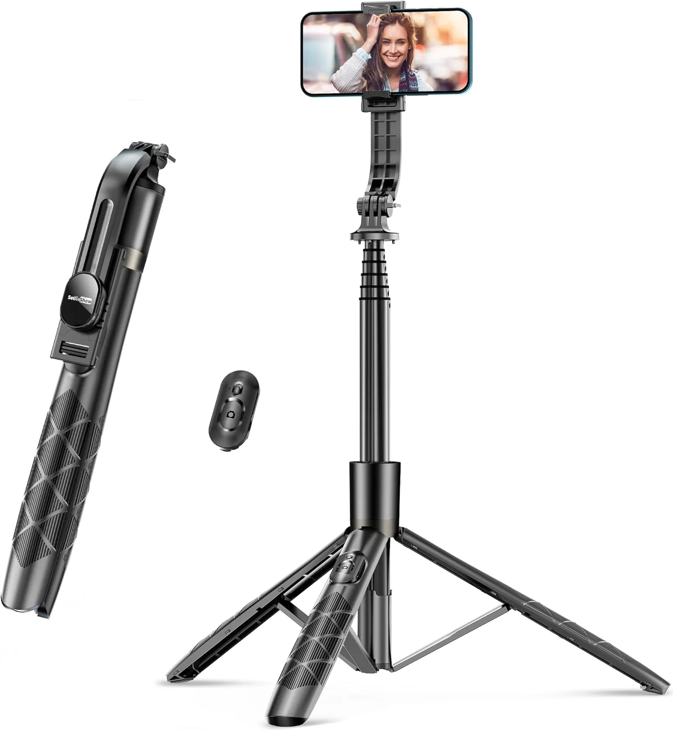 62" Aluminum Alloy Selfie Stick Phone Tripod with Wireless Remote Compatible with iPhone 15 14 13 12 11 pro Xs Max Xr X, Android Samsung Smartphone Expandable for Travel Selfies Video Recording Vlog