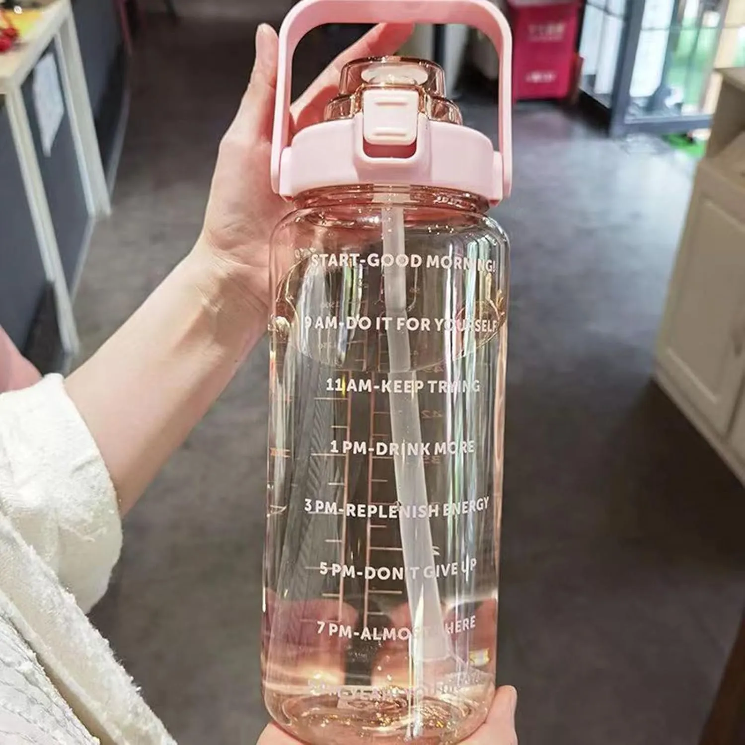 64 Ozwater Bottle with Time Markers and Handle for All Day Hydration,Leak Proof BPA Free Plastic Water Bottles with Straw,Large Water Jug,Large Water Bottle for Workout Outdoor Sports Gym Fitness