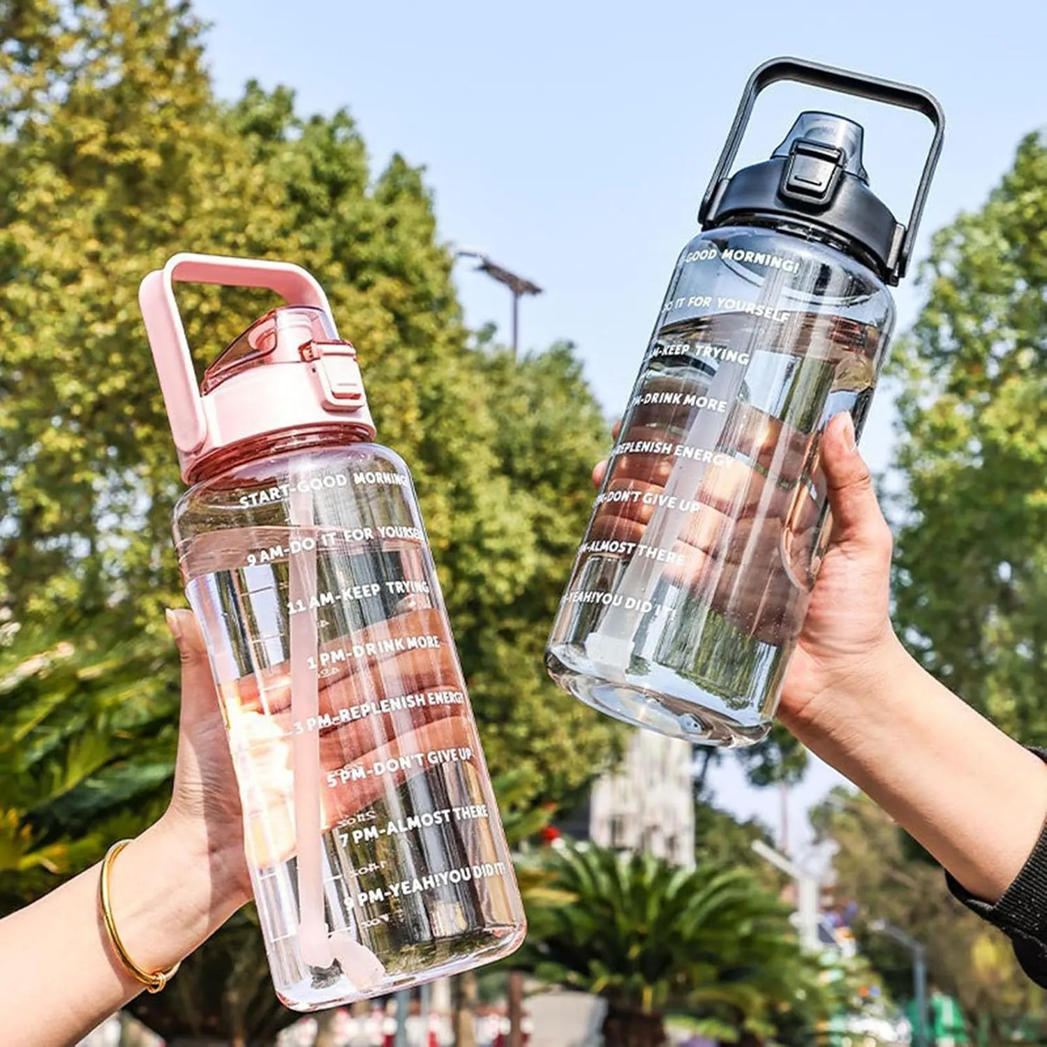 64 Ozwater Bottle with Time Markers and Handle for All Day Hydration,Leak Proof BPA Free Plastic Water Bottles with Straw,Large Water Jug,Large Water Bottle for Workout Outdoor Sports Gym Fitness
