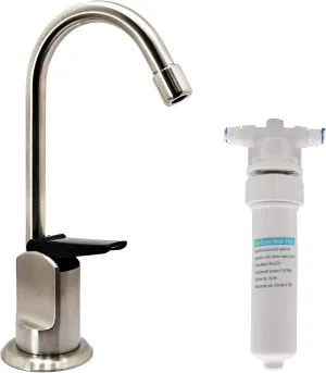 6" Touch-Flo Style Pure Water Dispenser Faucet with Under Sink in-Line Water Filter Unit, A203F-07, Satin Nickel