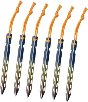 6X Tent Pegs Tent Stakes Aluminum Alloy Unbreakable Anchors Ground Stakes Camping Tent Nails for Gardening Camping Shelter