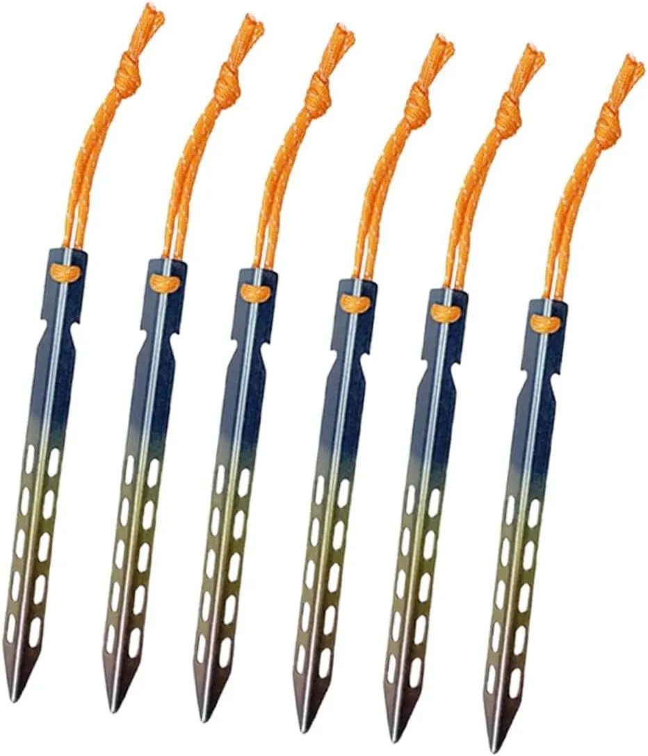 6X Tent Pegs Tent Stakes Aluminum Alloy Unbreakable Anchors Ground Stakes Camping Tent Nails for Gardening Camping Shelter