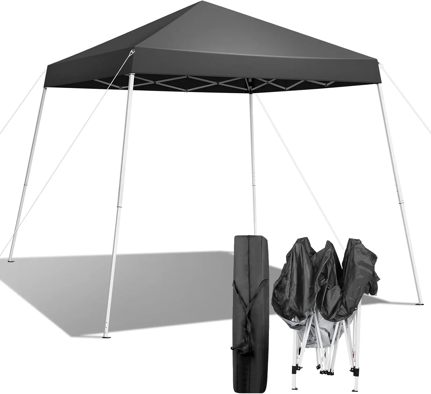 6x6ft Pop Up Canopy Tent Foldable Portable Outdoor Gazebo with Slant Legs and Carry Bag Easy Setup Shelter for Camping Patio Backyard Events (Dark Gray, 6x6ft)