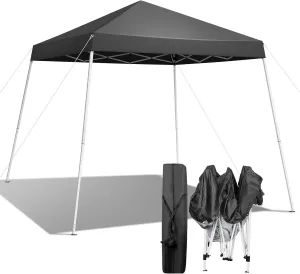 6x6ft Pop Up Canopy Tent Foldable Portable Outdoor Gazebo with Slant Legs and Carry Bag Easy Setup Shelter for Camping Patio Backyard Events (Dark Gray, 6x6ft)